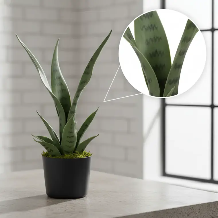 Planta Artificial Decorativa Sansevieria 40cm Con Macetero 3