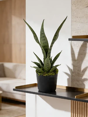 Planta Artificial Decorativa Sansevieria 40cm Con Macetero