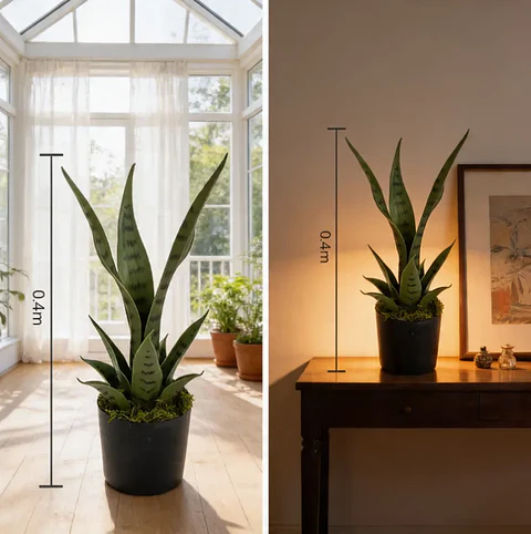 Planta Artificial Decorativa Sansevieria 40cm Con Macetero