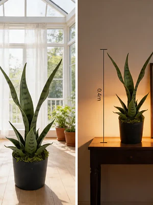 Planta Artificial Decorativa Sansevieria 40cm Con Macetero