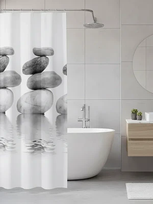 Cortina de Baño Piedras Zen 180x180 cm Impermeable