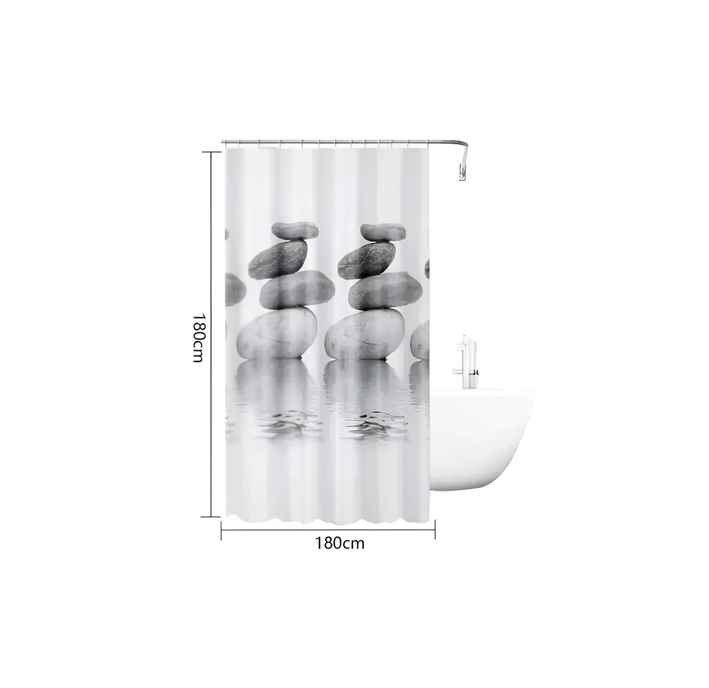 Cortina de Baño Piedras Zen 180x180 cm Impermeable 4