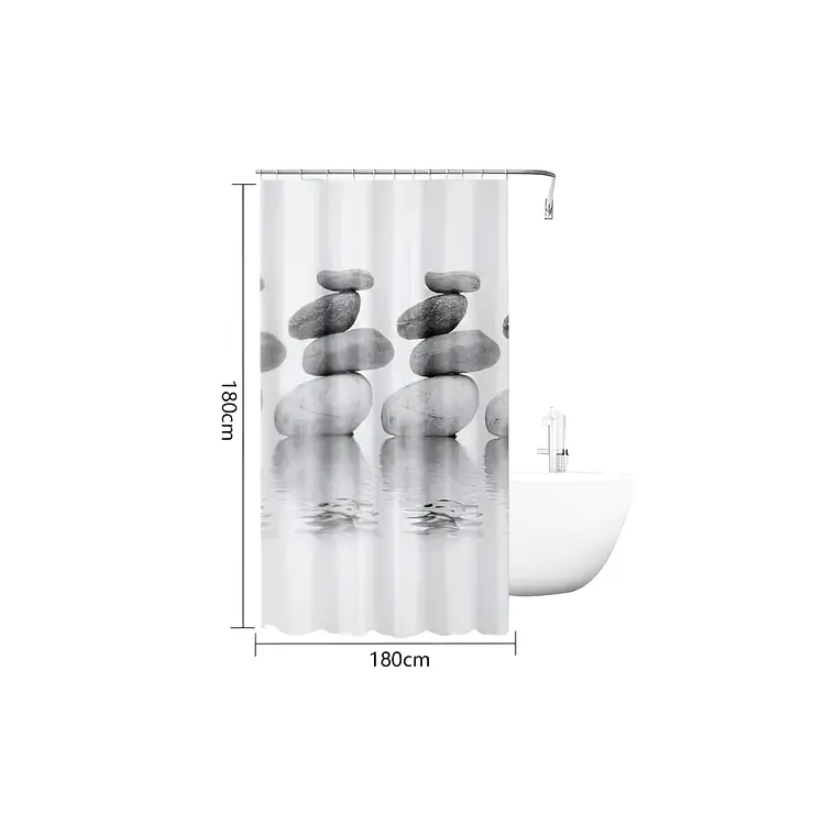 Cortina de Baño Piedras Zen 180x180 cm Impermeable 4