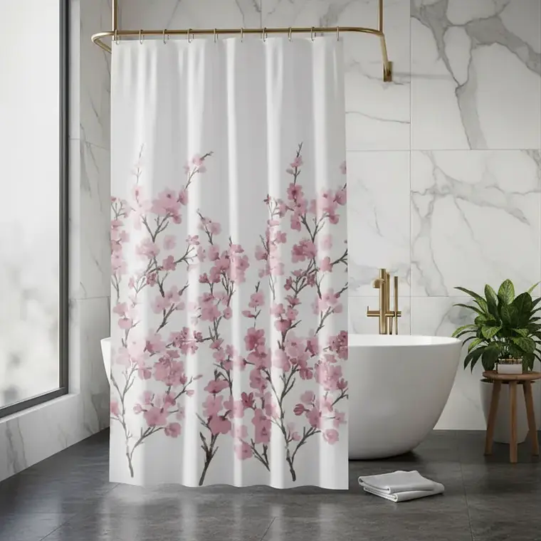 Cortina de Ducha Flores de Cerezo 180x180 cm 2