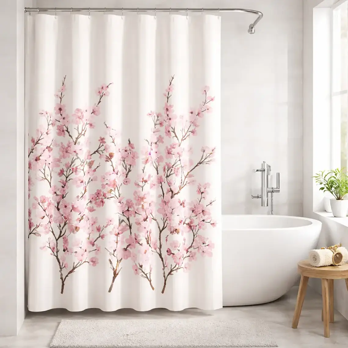 Cortina de Ducha Flores de Cerezo 180x180 cm 3