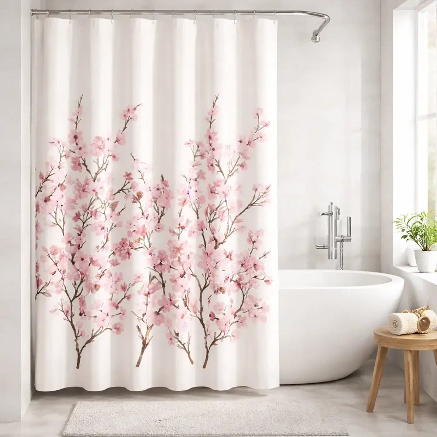 Cortina de Ducha Flores de Cerezo 180x180 cm 3