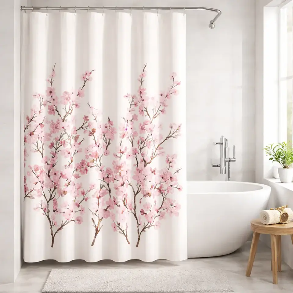 Cortina de Ducha Flores de Cerezo 180x180 cm 3