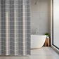 Cortina de Baño Cuadriculada Gris 180x180 cm con Ganchos - Miniatura 1