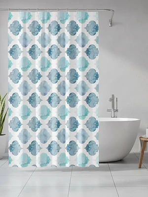 Cortina de Baño Diseño Marroquí Acuarela Azul 180x180 cm