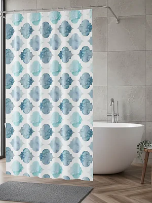 Cortina de Baño Diseño Marroquí Acuarela Azul 180x180 cm