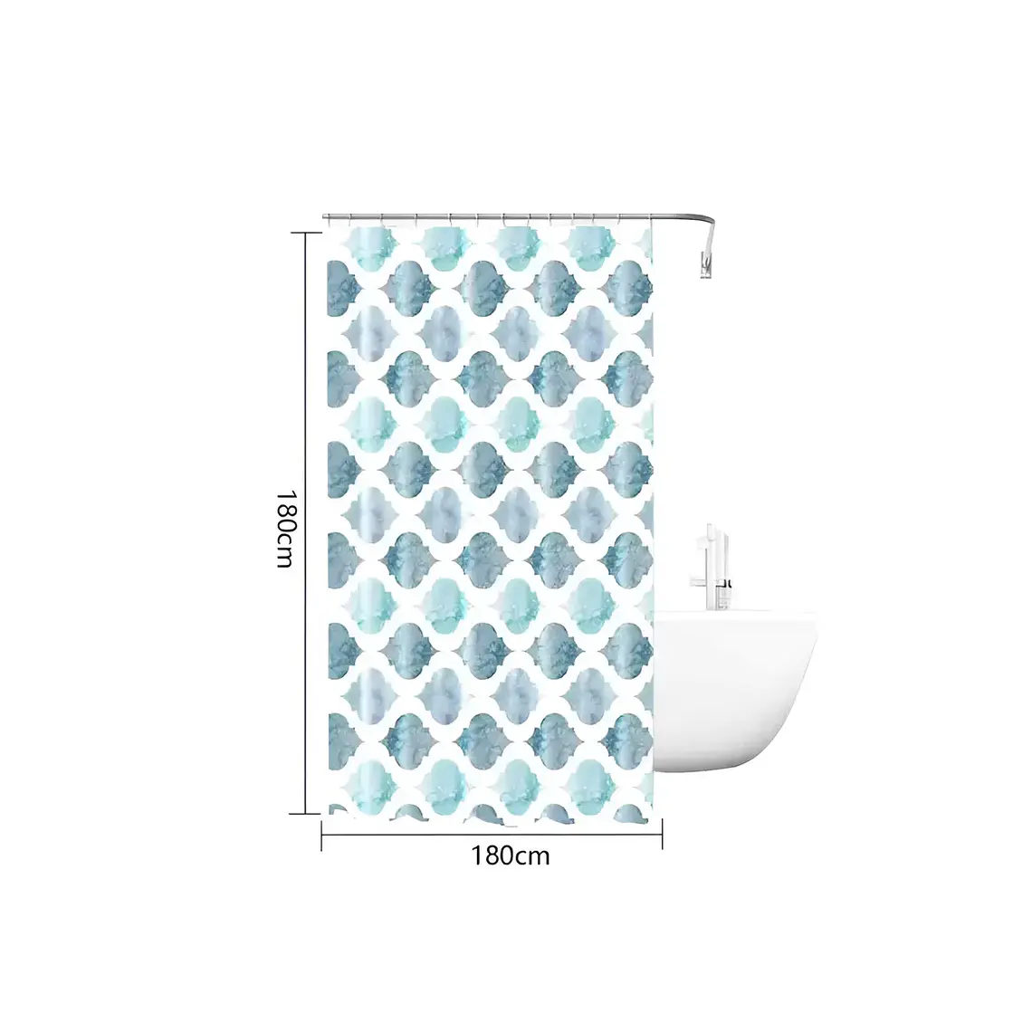 Cortina de Baño Diseño Marroquí Acuarela Azul 180x180 cm 4