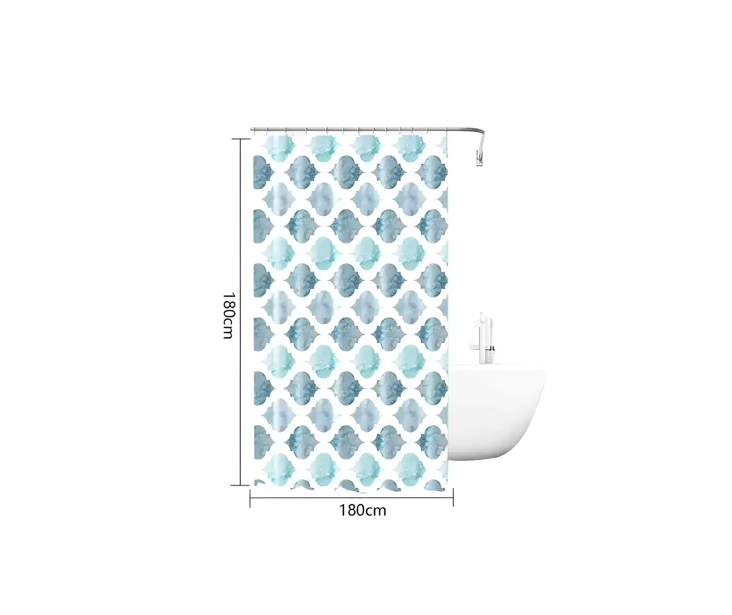Cortina de Baño Diseño Marroquí Acuarela Azul 180x180 cm 4