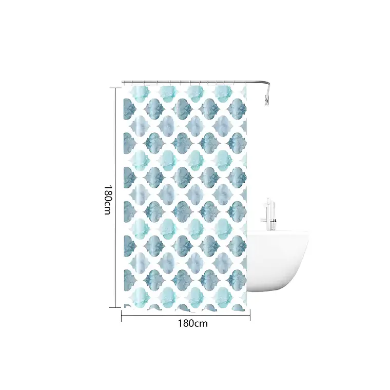 Cortina de Baño Diseño Marroquí Acuarela Azul 180x180 cm 4