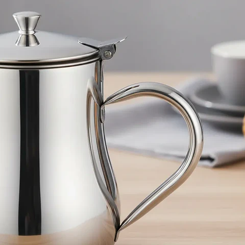 Jarra Tetera Cafetera Acero Inoxidable con Tapa y Pico 70oz