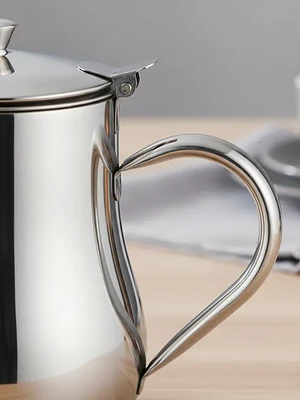 Jarra Tetera Cafetera Acero Inoxidable con Tapa y Pico 70oz