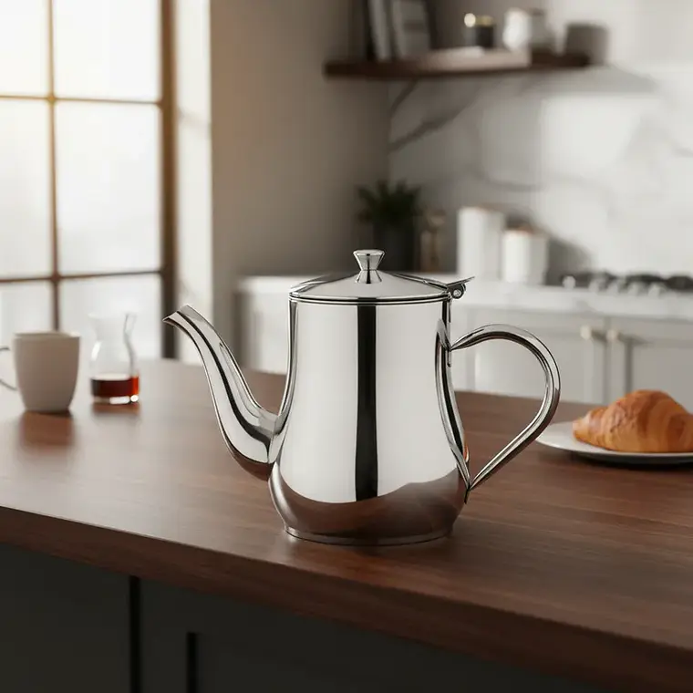 Jarra Tetera Cafetera Acero Inoxidable con Tapa y Pico 70oz 3