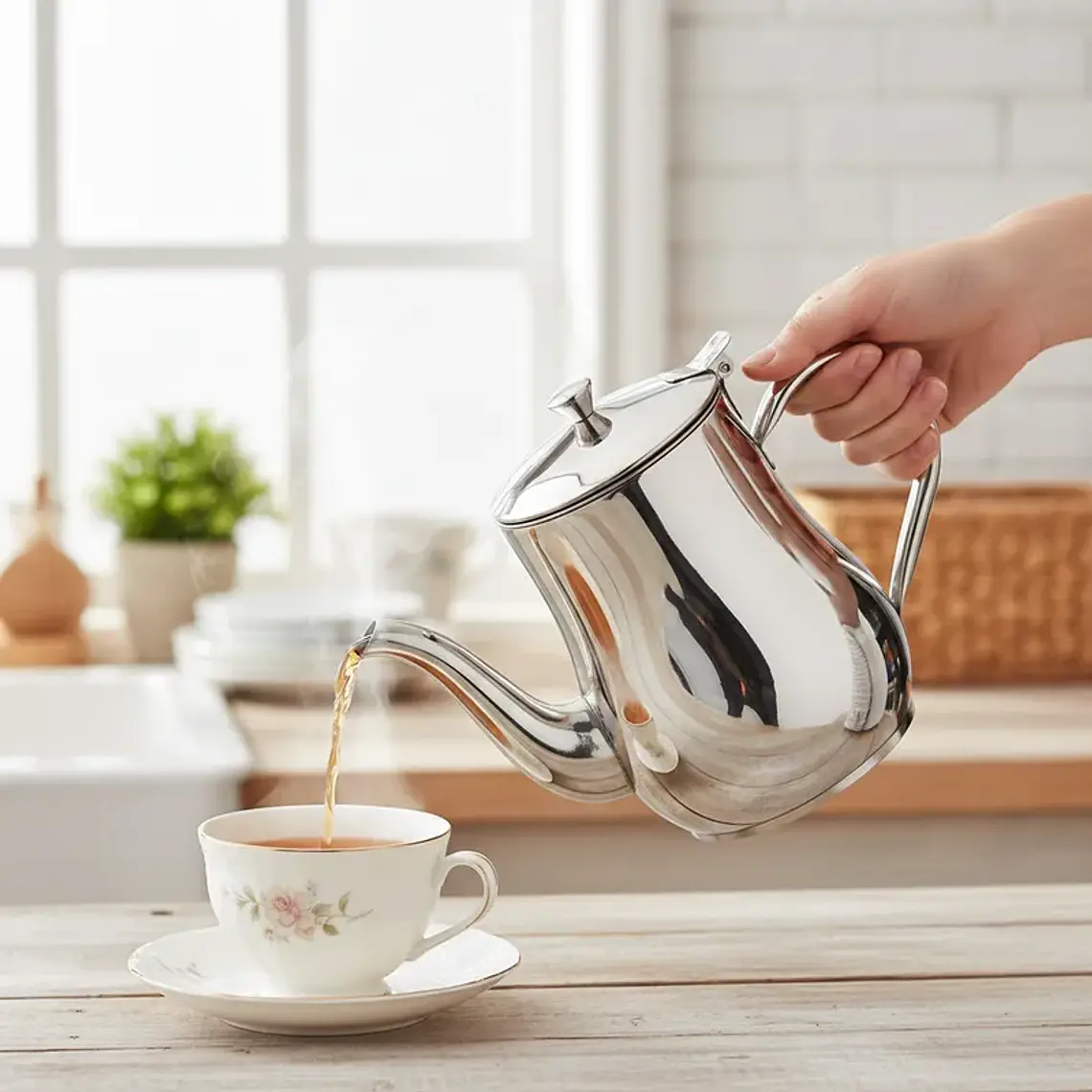 Tetera Jarra Acero Inoxidable para Té y Café 18oz 1