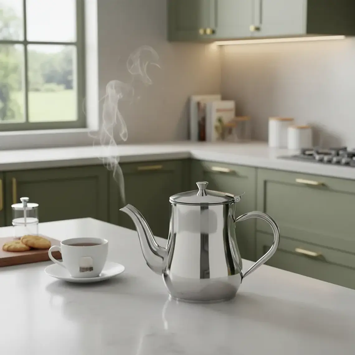 Tetera Jarra de Acero Inoxidable para Té y Café 13OZ 3