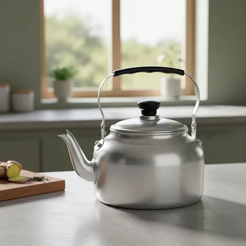 Tetera de Aluminio Clásica Plateada para Cocina 2000ML