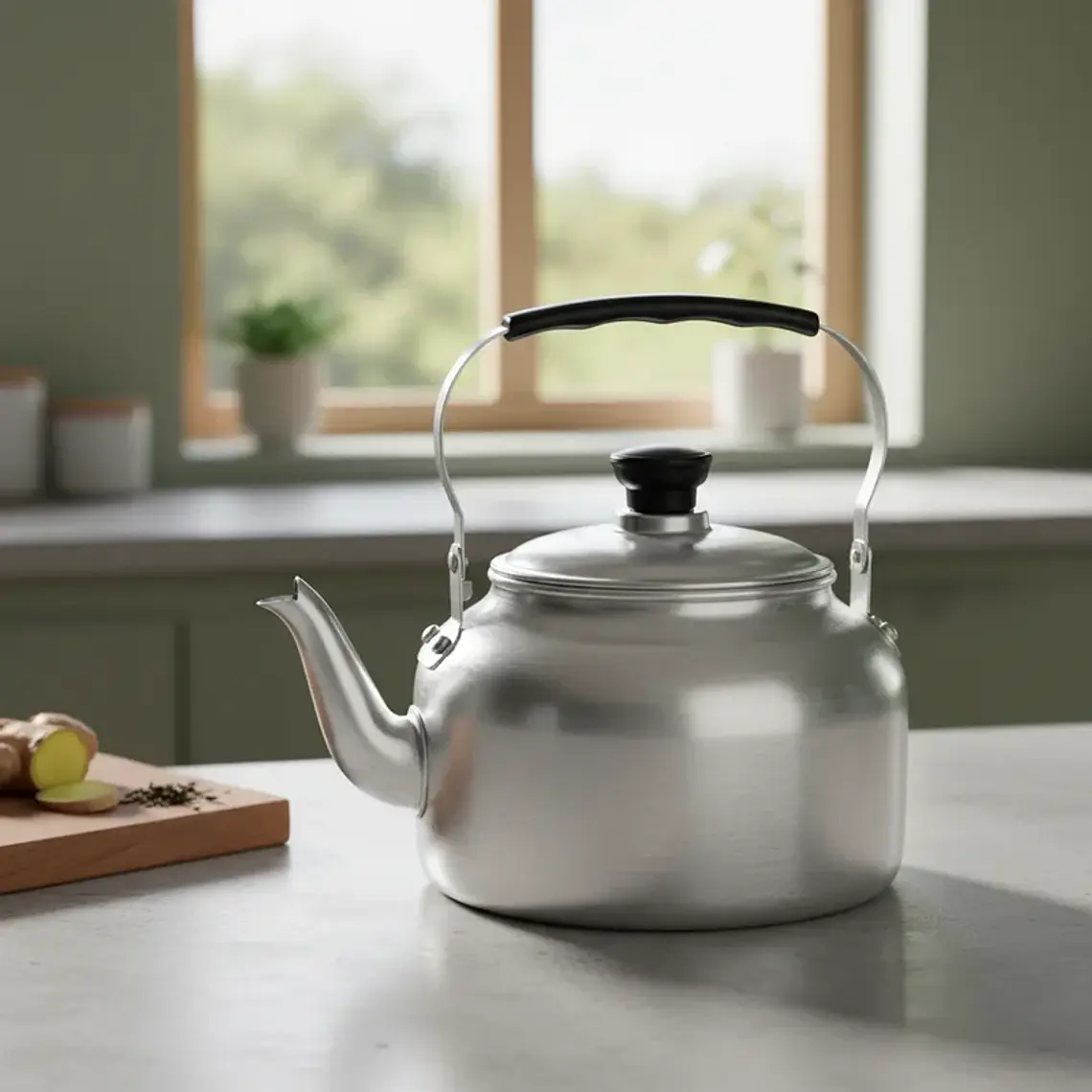 Tetera de Aluminio Clásica Plateada para Cocina 2000ML 2