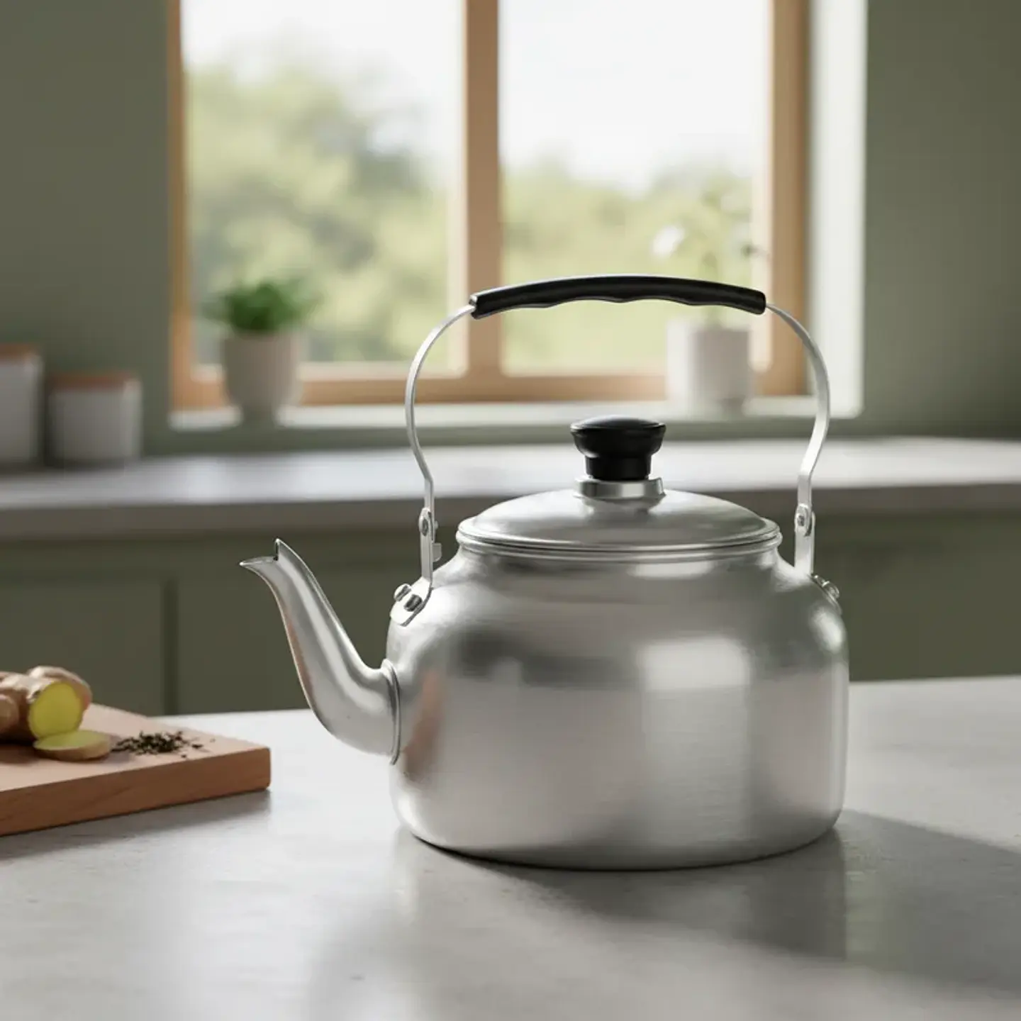 Tetera de Aluminio Clásica Plateada para Cocina 2000ML 2