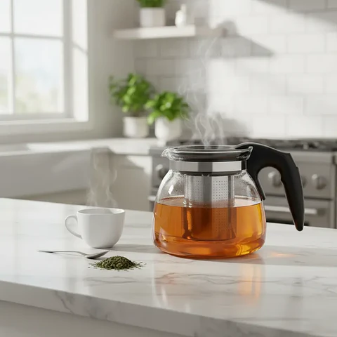 Tetera de Vidrio con Infusor de Acero Inoxidable 1100ml