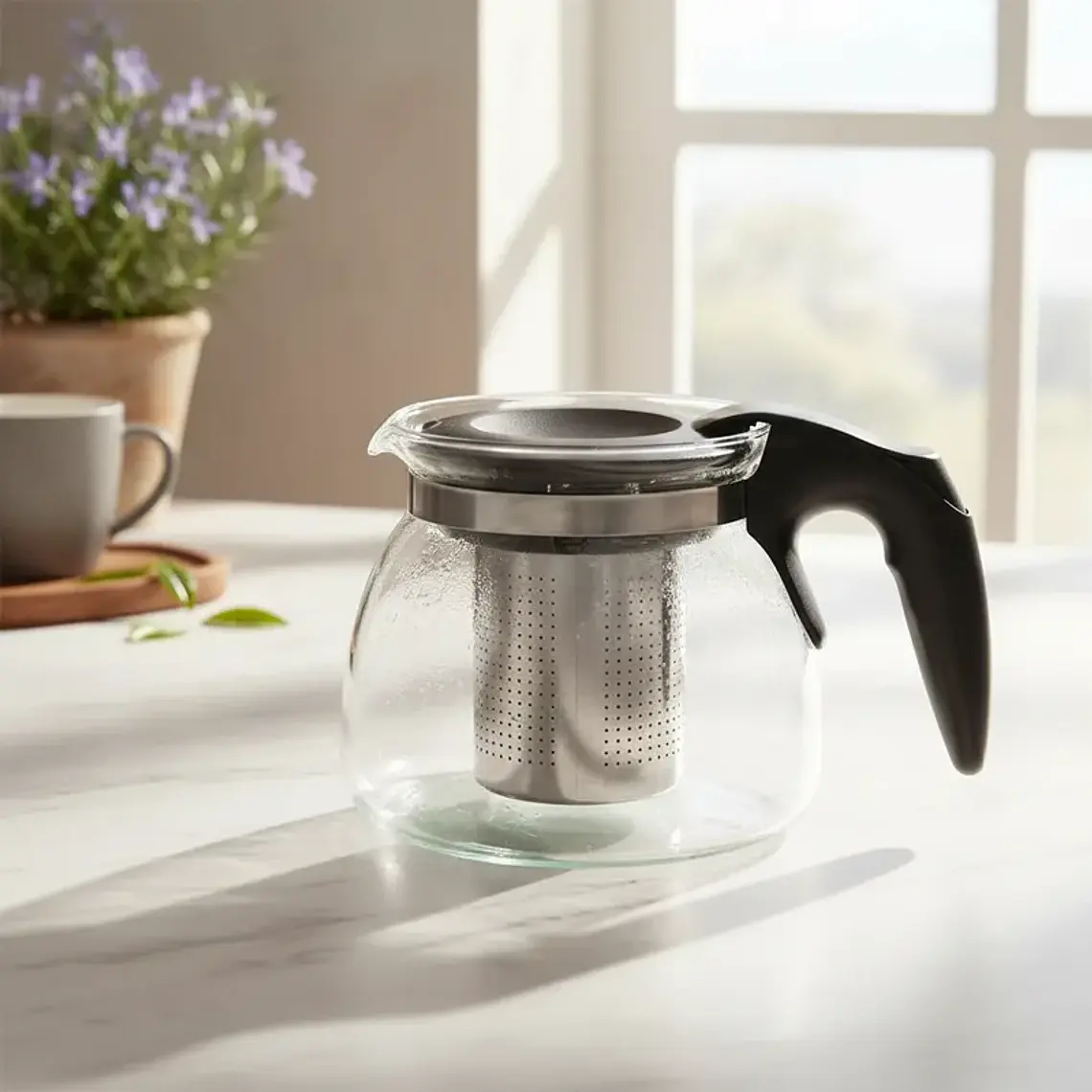 Tetera de Vidrio con Infusor de Acero Inoxidable 900ml 2