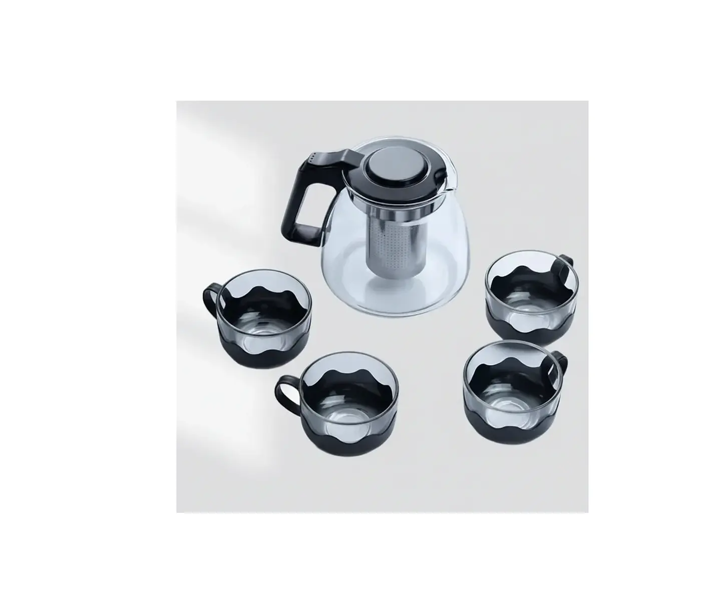 Set Tetera de Vidrio con Infusor y 4 Tazas 5 Piezas 4