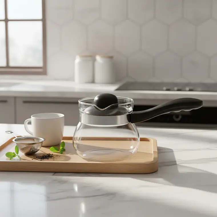 Cafetera Tetera Jarro Vidrio 1050ml con Mango y Tapa 4