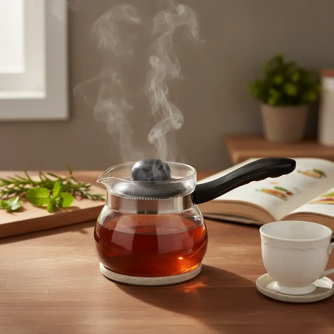 Cafetera Tetera Jarro Vidrio 1050ml con Mango y Tapa 1