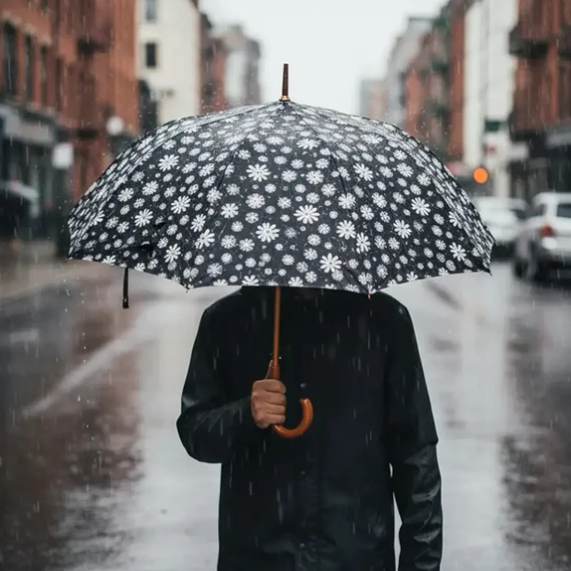 Paraguas Grande Diseño Burbujas Colores Mango Curvo 2