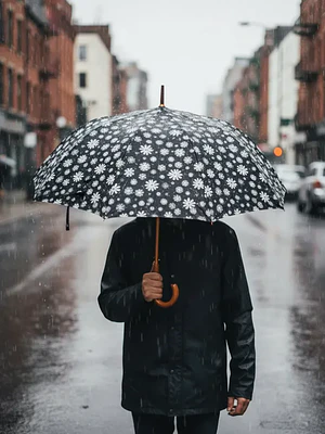 Paraguas Grande Diseño Burbujas Colores Mango Curvo