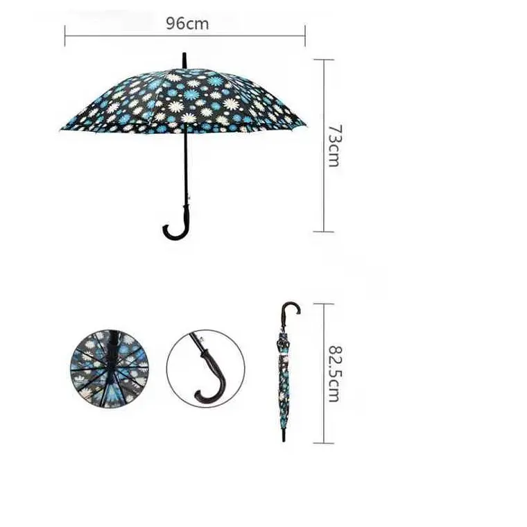 Paraguas Grande Diseño Burbujas Colores Mango Curvo 5