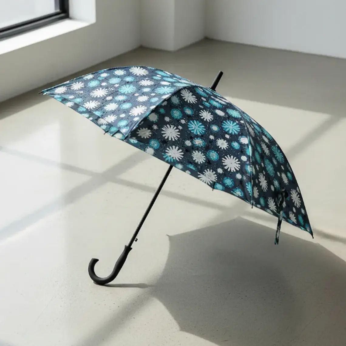 Paraguas Grande Diseño Burbujas Colores Mango Curvo 3