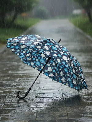 Paraguas Grande Diseño Burbujas Colores Mango Curvo