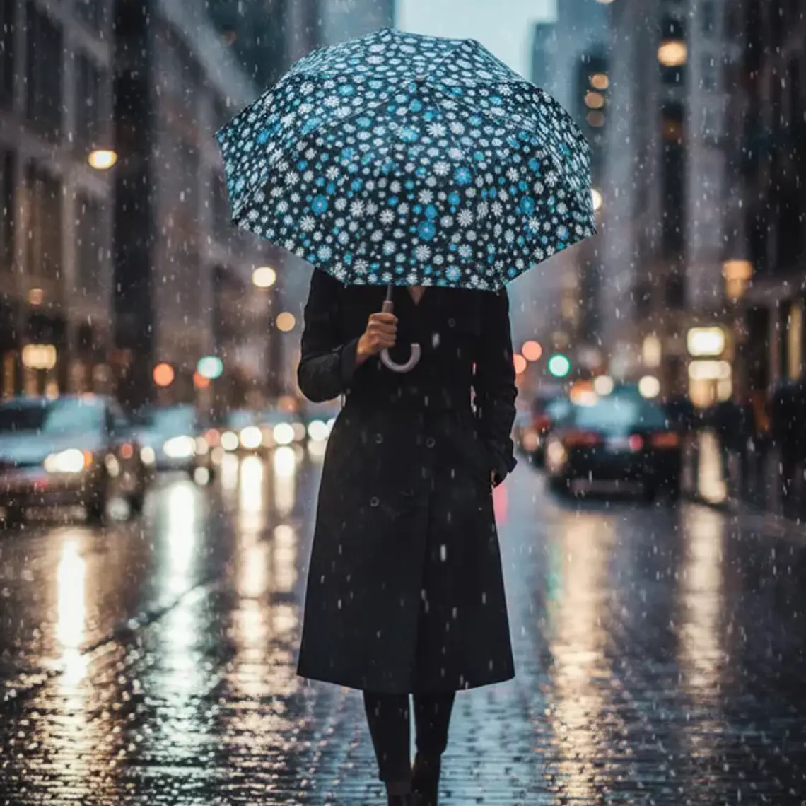 Paraguas Grande Diseño Burbujas Colores Mango Curvo 7