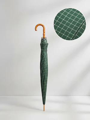 Paraguas Largo Clásico  Cuadrillé Con Mango Curvo 96cm