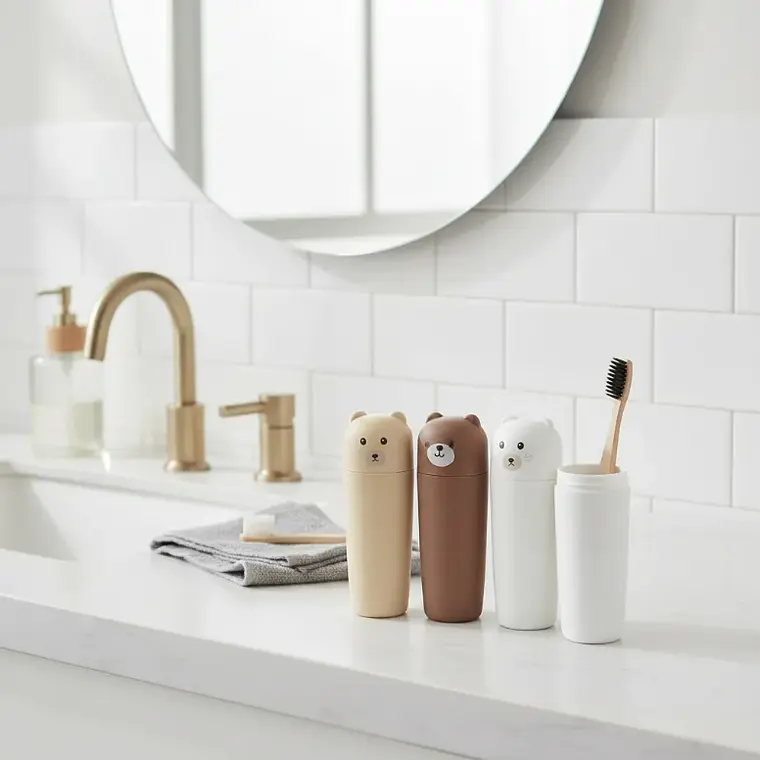 Set 3 Porta Cepillos De Dientes Vaso Estuche Viaje Diseño Oso 3