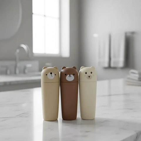 Set 3 Porta Cepillos De Dientes Vaso Estuche Viaje Diseño Oso