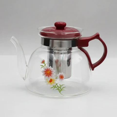 Tetera de Vidrio con Infusor de Acero 1100ml Floral