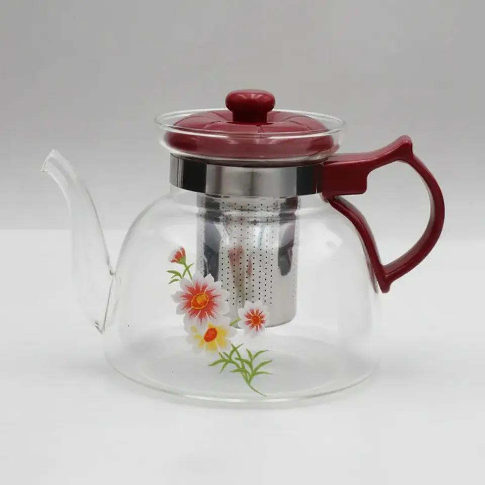 Tetera de Vidrio con Infusor de Acero 1100ml Floral 1