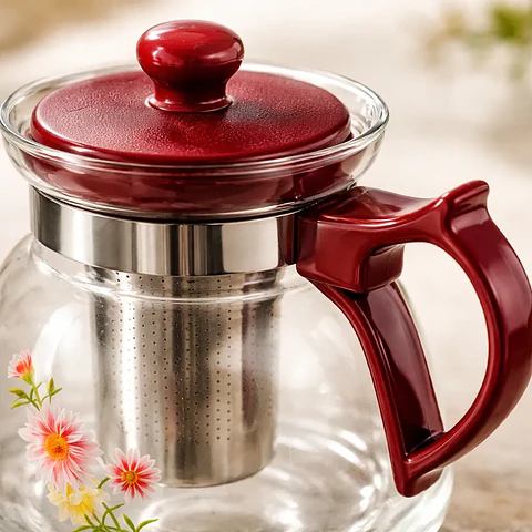 Tetera de Vidrio con Infusor de Acero 1100ml Floral