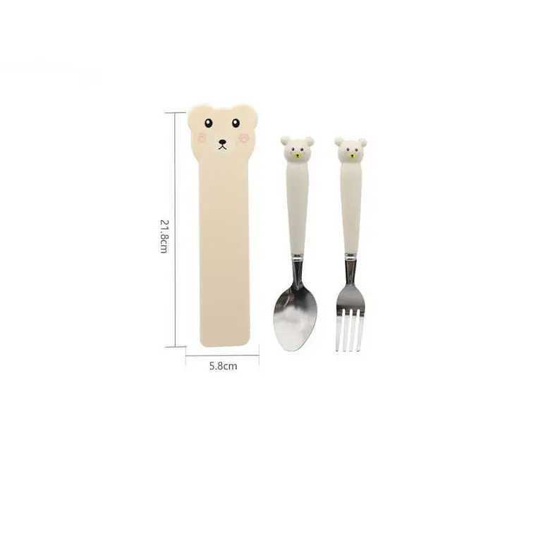 Set De Cubiertos Infantiles Oso Con Estuche Cuchara Y Tenedor 5