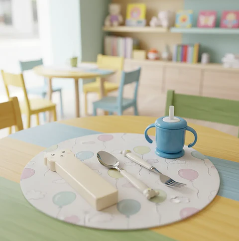 Set De Cubiertos Infantiles Oso Con Estuche Cuchara Y Tenedor