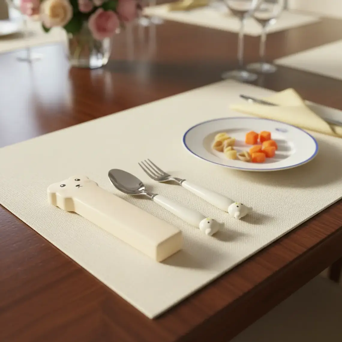 Set De Cubiertos Infantiles Oso Con Estuche Cuchara Y Tenedor 6