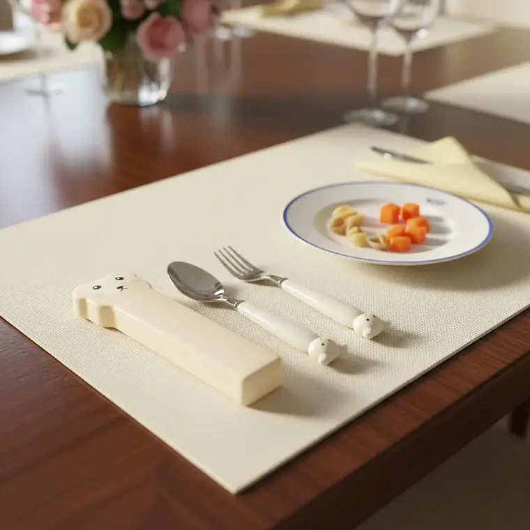 Set De Cubiertos Infantiles Oso Con Estuche Cuchara Y Tenedor 6