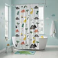 Cortina De Baño Infantil Diseño Dinosaurios Peva 180x180cm - Miniatura 1
