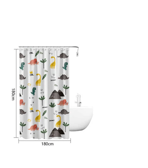 Cortina De Baño Infantil Diseño Dinosaurios Peva 180x180cm