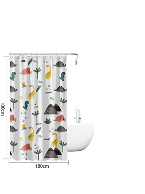 Cortina De Baño Infantil Diseño Dinosaurios Peva 180x180cm