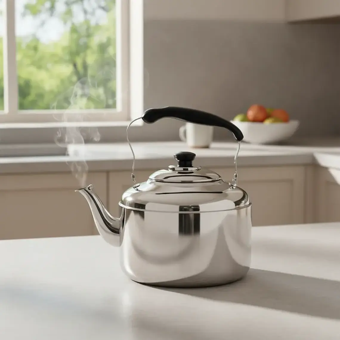 Tetera Clásica de Acero Inoxidable con Mango Negro 4000ML 1